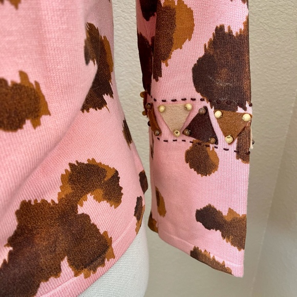 christine rotelli pink cardigan cow print medium - Picture 6 of 7